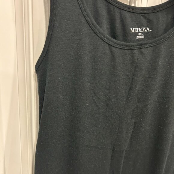Merona Womens XXL Black Basic Tank Top Cotton Blend Casual Sleeveless Scoop Neck - Picture 4 of 9
